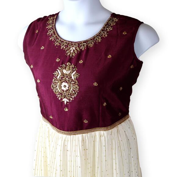 Chidithur Wine Purple Cream Girls Maxi Dress XXL NWT - Picture 2 of 10